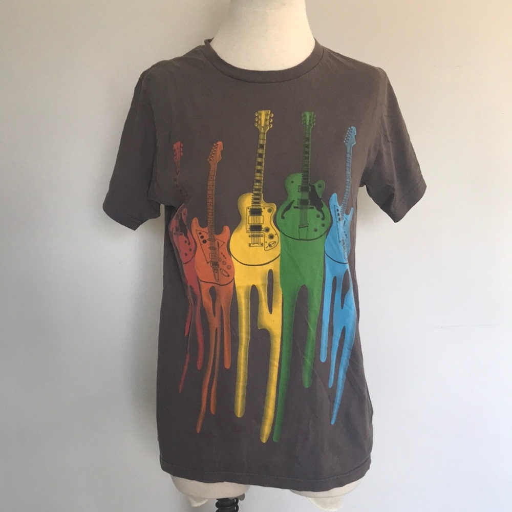 Guitar Color Drip Cotton T-Shirt